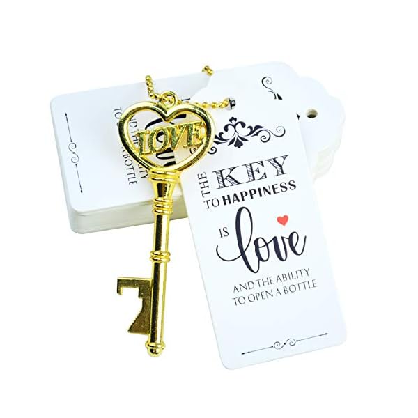 Aokbean 52pcs Vendimia Esqueleto Abrebotellas Clave Favor de Boda Set de Regalo de Recuerdo para Invitados con Escort…
