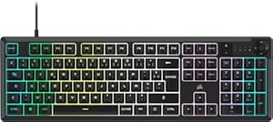 Corsair K55 Core RGB Wired Membrane Gaming Keyboard - Responsive Switches - Splash Resistant - Ten-Zone RGB - Multimedia Keys - iCUE Compatible - AZERTY FR - PC, Mac - Black