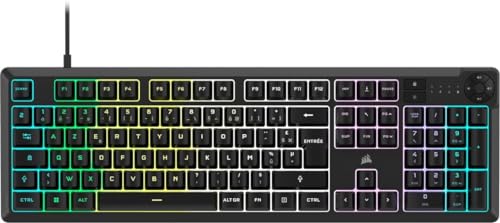 K55 Core RGB Tastiera da gioco cablata a membrana - Interruttori reattivi - Resistenza agli spruzzi - Ten-Zone RGB - Tasti multimediali - Compatibile con iCUE - AZERTY FR - PC, Mac - Nero