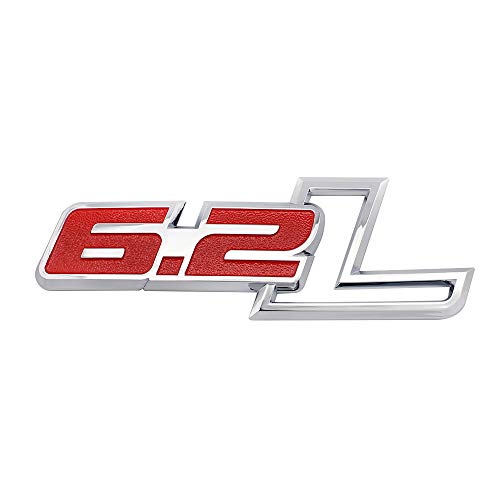 Image of COMK 3D 6.2L Engine Emblems Badge Trunk Door Fender Bumper Auto Sticker Decal for 19-21 Chevrolet Silverado 6.2L Gloss Black Emblem Sierra Camaro GMC Ford F150 F250 F350 Trucks (Sliver-Red)