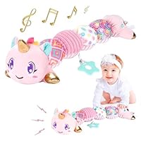 Unicorn Baby Toys 6-12 Months Infant Musical Stuffed Toys for Newborn Tummy Time Sensory toys for babies with Crinkle and Rattle 0-3-6-12 Months Old Baby Girl Must Have Christmas Birthday Gifts - Pink
