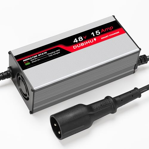 DUBIHU 48V 15A Golf Cart Battery Charger, Compatible with Club Car Models, with 3-Pin Round Plug, 48 Volt 15 Amp Golf Cart Charger, 16FT Long Cable