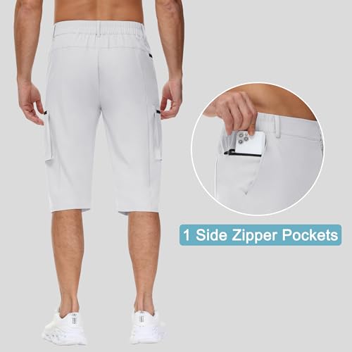 Men's 15" Long Shorts Below Knee Capri Hiking Casual Cargo Short Zippers Pockets Quick Dry Lightweight Water Resistant2