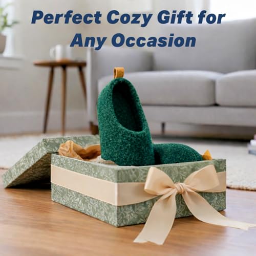 Image of Wool Indoor Slippers - Natural Organic Wool, Genuine Leather Sole, Handmade in Nepal - Cozy, Warm, Soft, Unisex Non-Slip House Shoes for Men & Women - Perfect for Winter Comfort