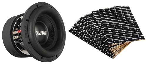 Sundown Audio SA-8 v.3 D4 8 in 1200W Peak-600W RMS Dual 4-Ohm Car Subwoofer + RockMat 15-15 15 Sq Ft 60 Mil 1.5mm Butyl Mat Kit, 2-Items