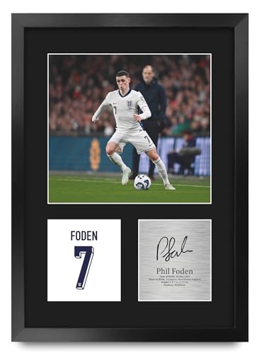 Phil Foden England photo signée cadeau idéal pour fan football A3
