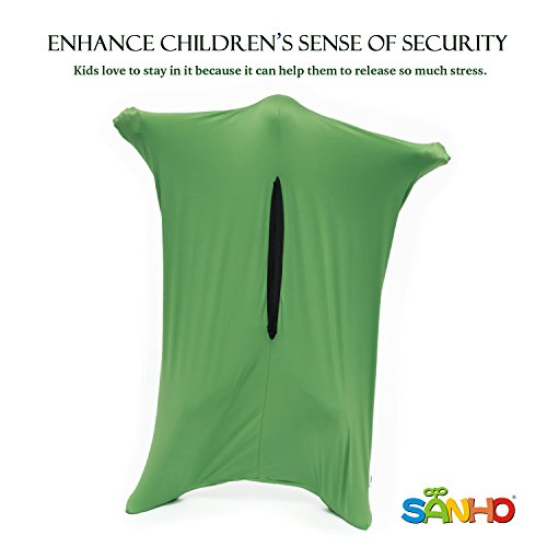 Image of SANHO Dynamic Movement Sensory Body sock, Large,9-12 years old,56''HX28''W,Good for Height:52 inch-61 inch,Updated Version,Olive Green