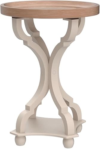 Miniatura 5 de LONYKE Mesa auxiliar rústica de granja, mesa auxiliar con bandeja natural para familia, comedor o sala de estar, acabado hecho a mano, moderno,