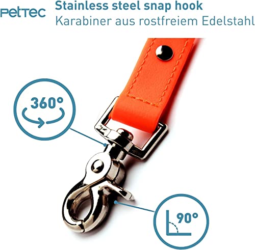 PetTec Hundeleine mit Handschlaufe, Führleine 2m bis 80kg, Trainingsleine/Ausbildungsleine/Trekkingleine für Hunde aus TRIOFLEX (ähnl. Biothane), wasserabweisend & robust, Dog Leash (Orange)