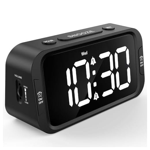 Digital Dual Alarm Clock for Bedroom, Easy to Set, 0-100% Dimmer, USB Charger, 5 Sounds Adjustable Volume, Weekday/Weekend Mode, Snooze, 12/24Hr, Battery Backup, Compact Clock for Bedside