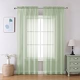 Aiyufeng Light Green Sheer Curtains 84 Inches Long 2 Panels Set for Living Room, Light Filtering Green Window Sheer Drapes for Bedroom, Each 42' W x 84' L