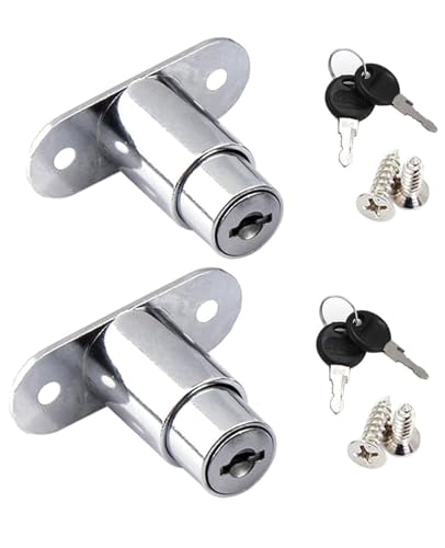 WANLIAN Serrure de porte coulissante - Serrure à cylindre - Fermeture à pression pour tiroir - Avec jeu de clés pour armoires de classement,portes...