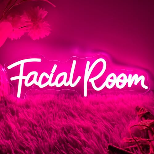 Image of Facial Room Neon Sign For Spa Beauty Room Nail Brows Lashed Salon Studio LED Wall Art Decor For Business Stores Logo Barber Shops Led Word Indoor Custom Neon Lights 5V USB Powered Pink 40x13.5 CM