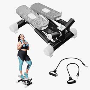 CLIÕ Adjustable Mini Steppers for Exercise, Portable Stair Steppers with Ultra Quiet Design, Resistance Bands, Twist Motion Hydraulic Fitness Stair Climber for Home Workout