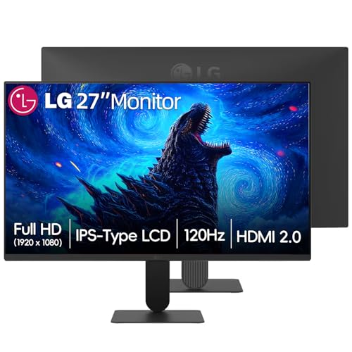 Image of LG 27 inch FHD (1920 x 1080) IPS Monitor, 120Hz, 1ms MBR, AMD FreeSync, HDR10, sRGB 99%, Black Stabilizer, Reader Mode, Flicker Safe, HDMI & VGA, Tilt Adjustable Stand, Black