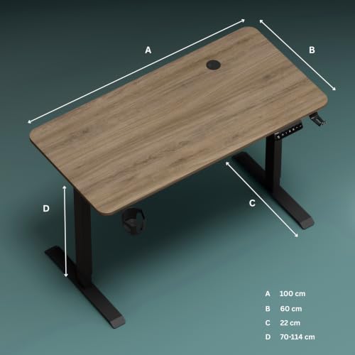 Image of Neurac Velocity Height Adjustable Table, Claire Ork, 120x60cm | 80-100 Kg Weight Capacity 5 Year Warranty Sit-Stand Table 3 Memory Preset