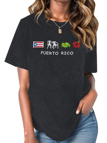 Puerto Rico Embroidery Shirt Women Puerto Rico Flag Graphic Tees Boricua Shirts Puerto Rican Pride Short Sleeve Tops
