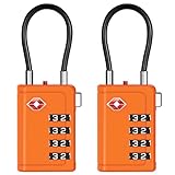 Puroma TSA Approved Luggage Travel Locks with Open Alert Indicator, 4 Digit Combination Resettable Code Zinc Alloy Lock for Suitcase, Backpack, Bag, Toolbox, Locker (2 Pack, Orange)