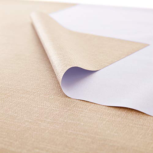 Image of NLMUVW Square Vinyl Tablecloth Heavy Duty, 100% Waterproof PVC Table Cloth Wipe Clean Oil Proof Table Cover for Kitchen Dining Picnic, Champagne, 54 x 54 inch