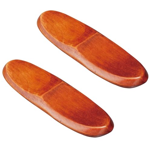 若兆 箸置き 箸とスプーン置き 天然木 2個セット 約2.8×8.5cm キャラメル H-3