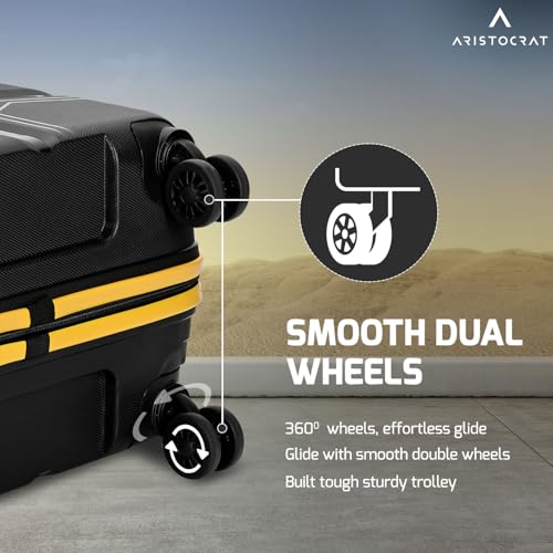 Image of Aristocrat Rock | Set of 3 Trolley Bag, 55+66+76 Cm, Small+Medium+Large Hardside Luggage | 4 Wheels, Combination Lock | Polypropylene | Suitcase for Travel | 7 Year International Warranty | Jet Black