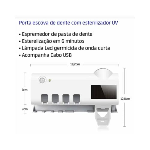 Porta Escova de Dentes Suporte de Pasta Automatico e Esterilizador Uv