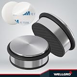 WELLGRO Stoper do drzwi ze stali nierdzewnej 1,2 kg + stoper do drzwi, bez wiercenia, 10 x 4,5 cm (Ø x wys.), antypoślizgowy spód, różne ilości do wyboru, liczba sztuk: 6 sztuk