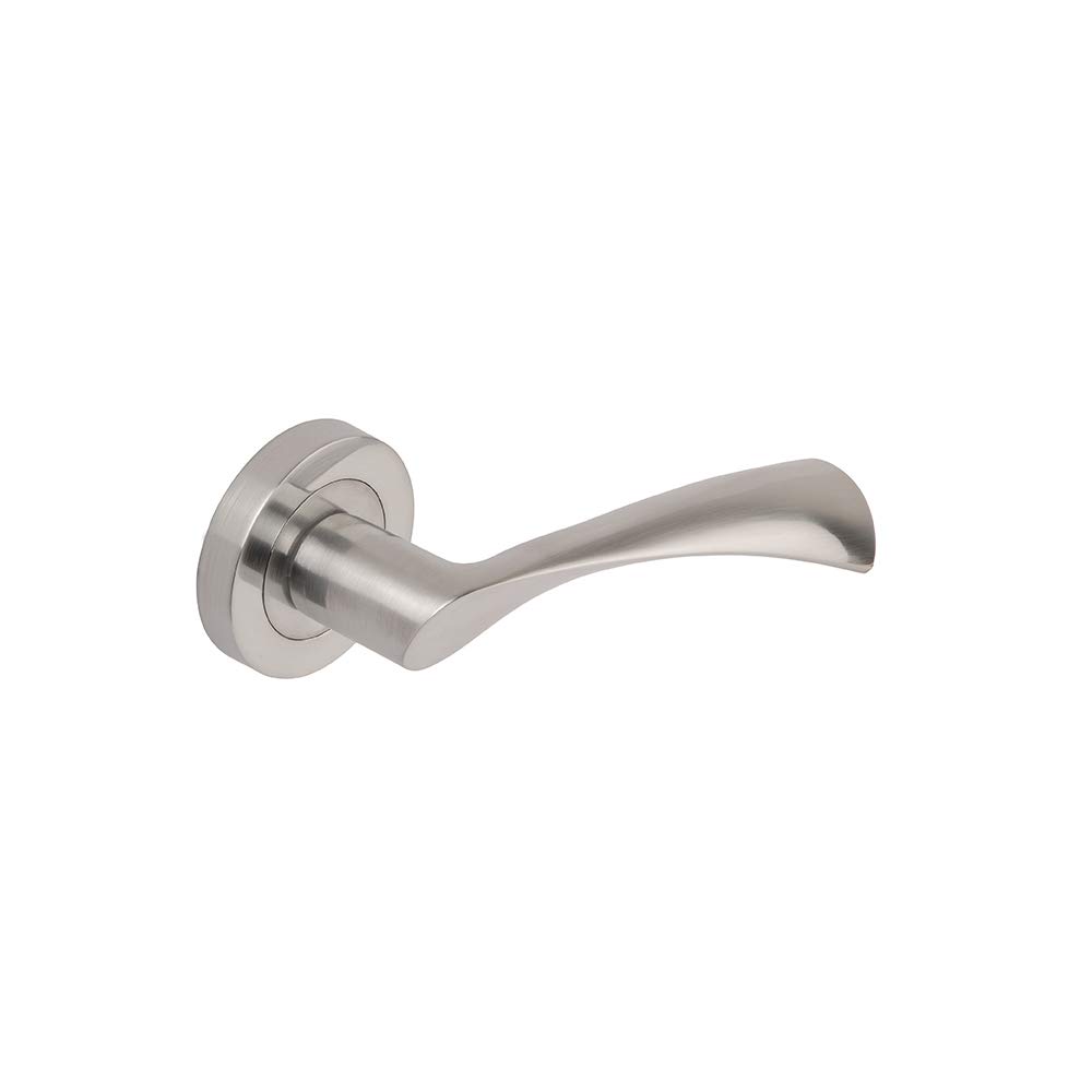 Satin Chrome Flex Lever On Round Screw Rose - Door Security Hardware