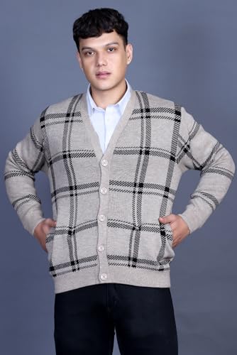 Image of GODFREY V Neck Cardigans for Men - Full Sleeve Woolen Sweater for Man Winter Wear