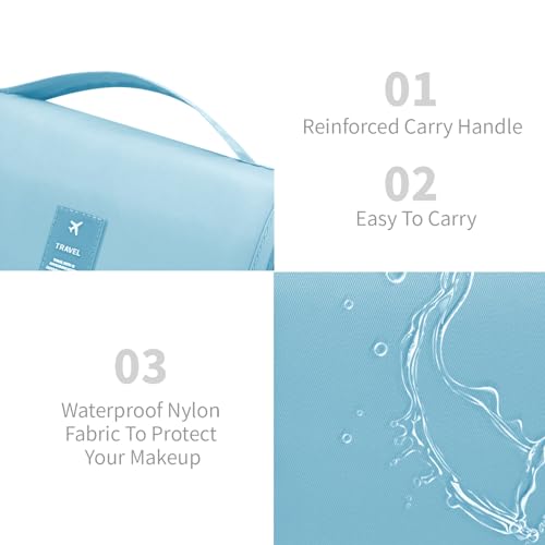 Image of Lcsmaokin Large Capacity Toiletry Bag Travel Bag with Hanging Hook for Men and Women Waterproof Travel Cosmetic Bag Bathroom Storage Bag for Brushes Set, Full-Sized Shampoo, Toiletries, Accessories,