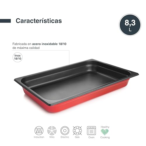 Cubeta induction Lacor roja con antiadherente QuanTanium para horno 4