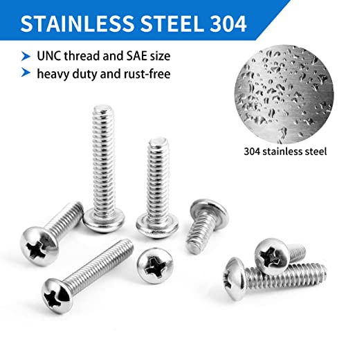 Besitu 720Pcs Machine Screw Assortment Kit, 10-24#8-32#6-32#4-40 Phillips Pan Head Assorted Nuts Bolts and Flat Washers Kit, Stainless Steel Screws Hardware Assortment with Case