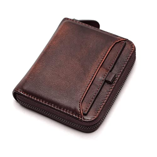 Wallet Vintage Women's Leather Wallet Large Capacity Classic Card Holder Casual Fashion Coins Pocket Short Coin Purses Tear-Resistant,Coffee,9x11cm2