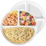 Lounsweer Set of 2 Pcs Portion Control Plate Ceramic Divided Bariatric Plates 3 Compartment Reusable Dinner Plates for Weight Loss Balanced Meal (8 Inch)