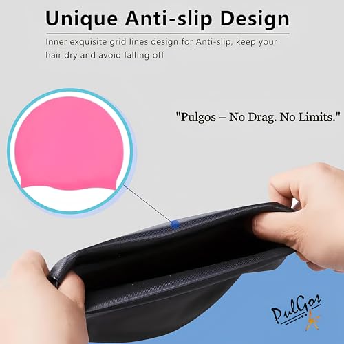 Image of PulGos Unisex Adult Swim Cap - Soft, Durable & Stretchy Swimming Cap for Men & Women, Keeps Hair Dry & Secure - Ideal for Pool, Training & Swim Sessions