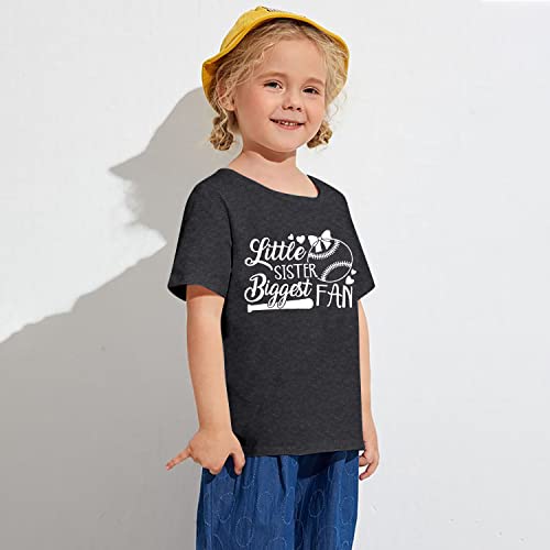 Image of FRYAID Toddler Baseball Sister Shirt Baby Girl Baseball Outfit Big Sister Shirt Birthday Girl T-Shirt Summer Cotton Tee Top