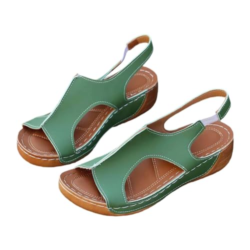 Sandalias de punta abierta Sandalias Sandalias Ultraligeras Sandalias Peeptoe Orthoptoe Sandalia Caminar Zapatos Mujeres Zapatos de Salud Sandalias de Cuña Sandalias de Trekking, verde, 39 EU