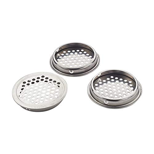 MroMax エアベントカバー ベントホール エアベントホール 換気口 空気ベント 換気グリル 通気口カバー 空気を通し パネル面 ステンレス製丸型ガラリ 戸棚空気ベント 空気循環 屋内換気口 換気装置 取付穴経53mm 3個入り