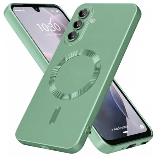 Image of DIZORO Samsung A37 Case, Compatible with Mag Safe Back Cover, Matte Luxury Metallic Luster Flexible TPU Wireless Charging Shockproof Case with Camera Protector (Metallic Silver)
