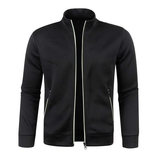 Manteau en poils de chameau Hiver Fermeture éclair Pull solide Manches longues Mode Haut Sweatshirt Manteau Manteau pour (noir, S)