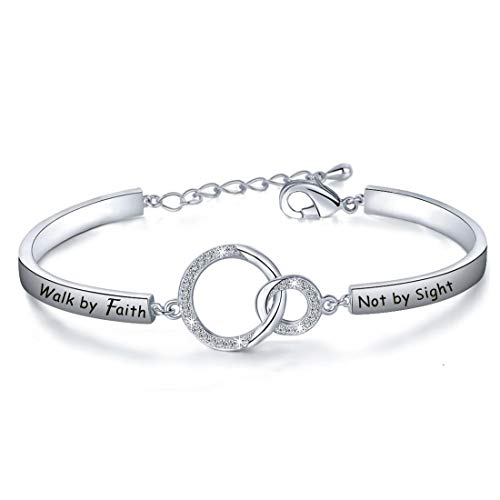Zuo Bao Christian Gift Faith Bracelet Walk by Faith Not by Sight Bible Verse Bracelet Christian Jewelry (Walk by Faith S)