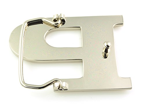 Stainless Steel "P" Initial Buckle & Genuine Black Leather Belt3