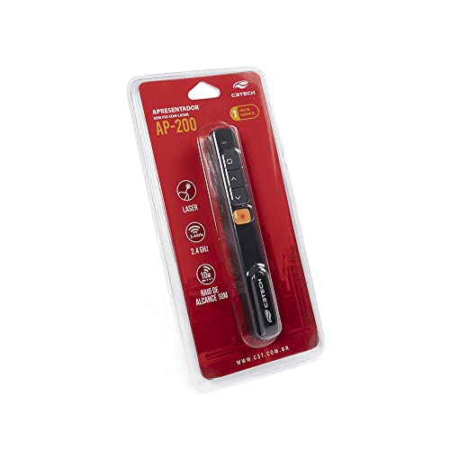 C3Tech Apresentador sem fio AP-200 Laser pointer - Compativel com Windows MACos Linux