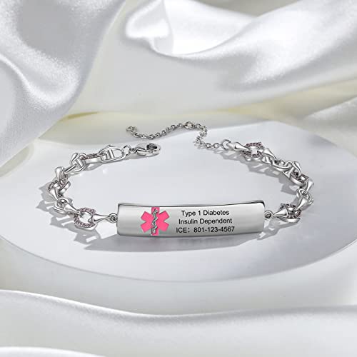 Personalized Custom Stainless Steel Medical ID Bracelets for Women3