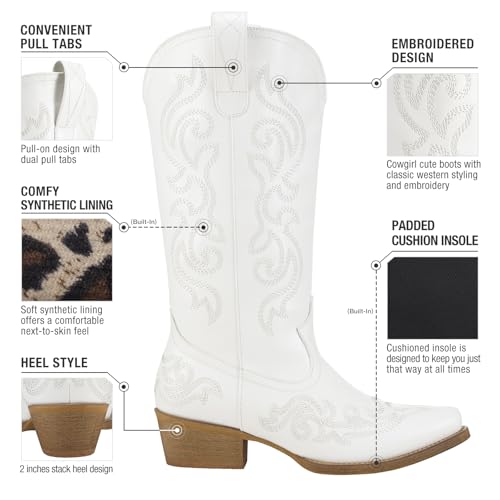 Image of HISEA Rollda Cowboy Boots for Women Cowgirl Boots with Snip Toe Mid-Calf