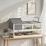 PawHut terrarium en bois à deux niveaux pour tortue, 116 cm photo 2