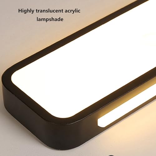 Plafonnier LED moderne rectangulaire de 48cm dimmable avec télécommande blanc pour salon - 4