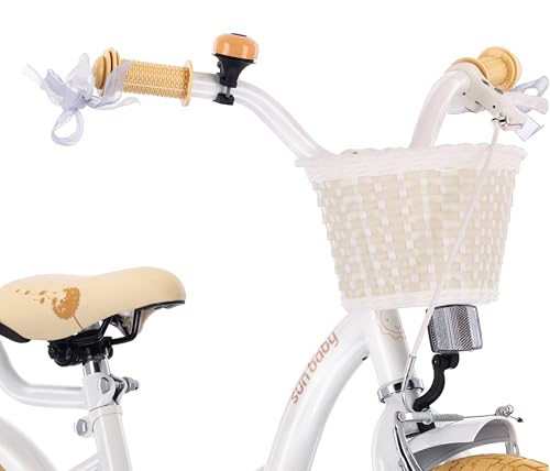 Miniatura 6 de Sun Baby Bicicleta Para Niñas Flower Bike, Tamaño De Rueda 12 14 16 Pulgadas, Con Barra De Empuje Desmontable, Bicicleta Infantil Para Niñas De 2 A 6 Años 16 Pulgadas, Blanco Beige