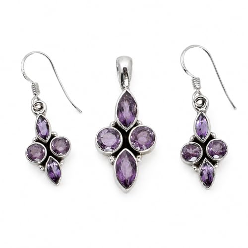 Juego de joyas de amatista morada en plata: regalo de San Valentín 1
