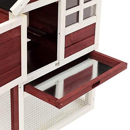 XLYYLM Kaninchen Hutch Indoor Outdoor, hölzerner Hühnerstall, Häschenhutch mit Lauf, Belüftungstür, abnehmbares Tablett… – Bild 6